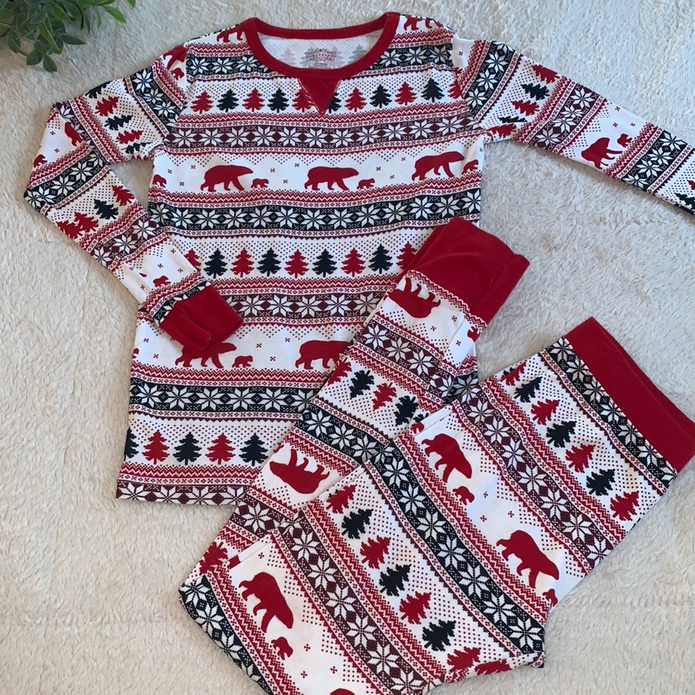 Wondershop Holiday Pajama Set Red & White 12 EUC